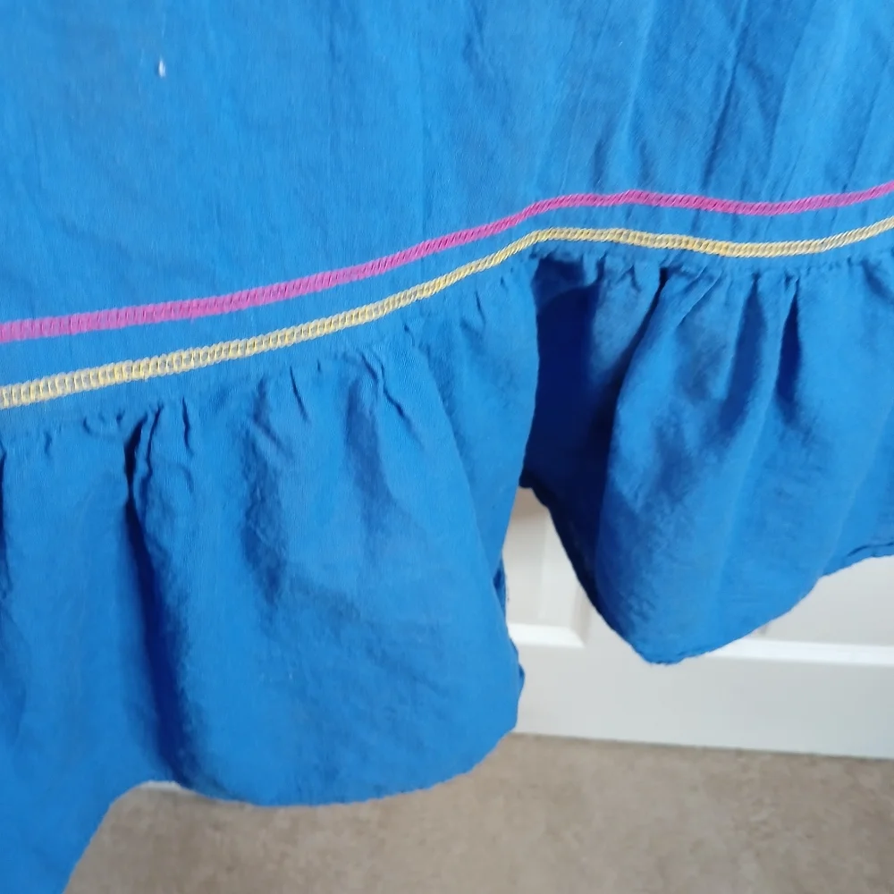 Vintage Vanity Fair Blue Embroidered Women's Kaftan House Dress - Picture 5 of 9